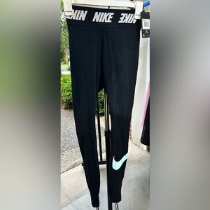 Nike leggings with light blue swoosh